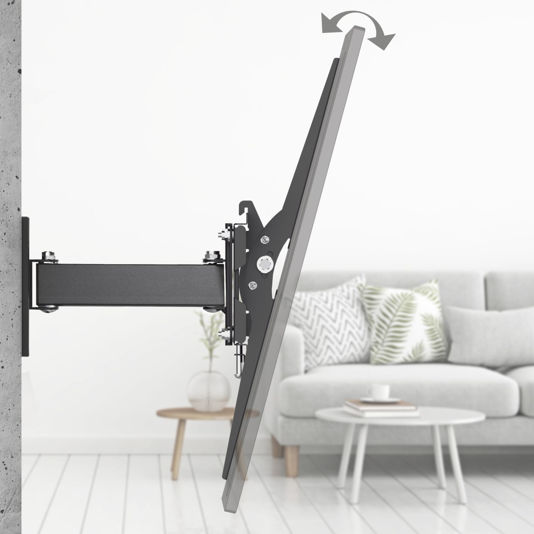 Support mural TV, pivotable, inclinable, télescopique, 165 cm (65