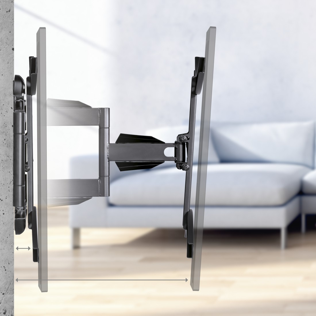 Support mural TV, pivotable, inclinable, télescopique, 191 cm (75