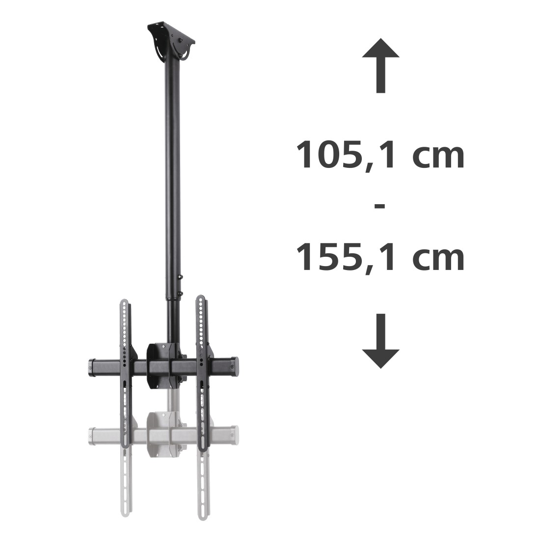 Support TV pr plafond, pivot., inclinable, 165 cm (65